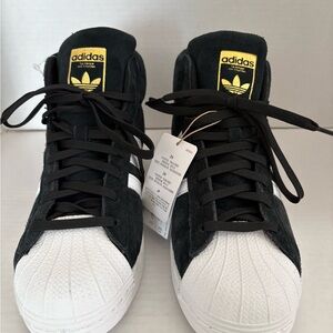 adidas Pro Model ADV Mid Suede Sneakers Black White Gold JH8146 Men's 9